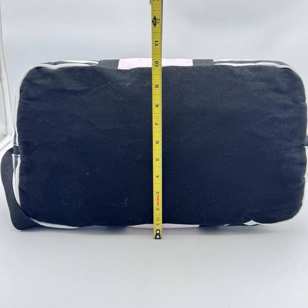 Victorias Secret Overnight Duffle Bag Weekend Tote VS Pink Black Stripe Crossbod